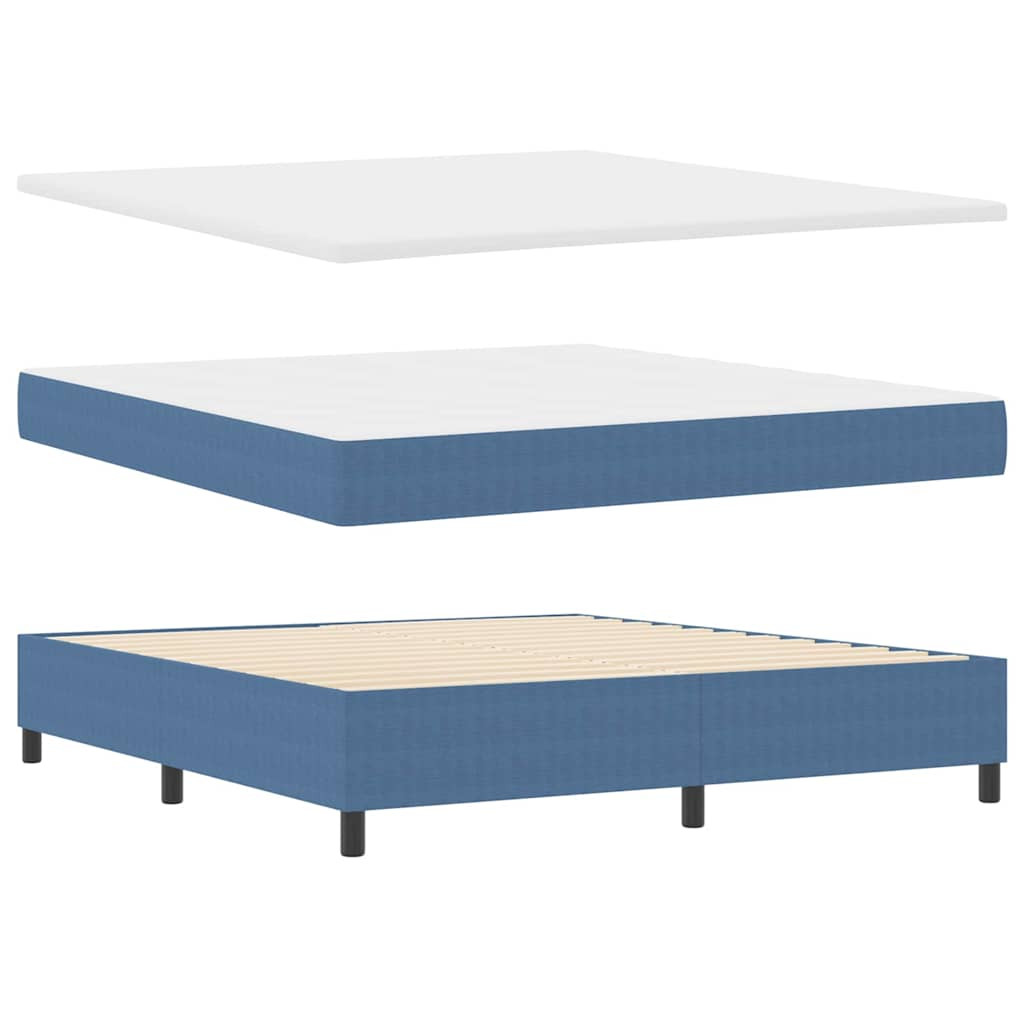 vidaXL Boxrugós ágy Kék és Fehér 180 x 200 cm Bársonyos szövet
