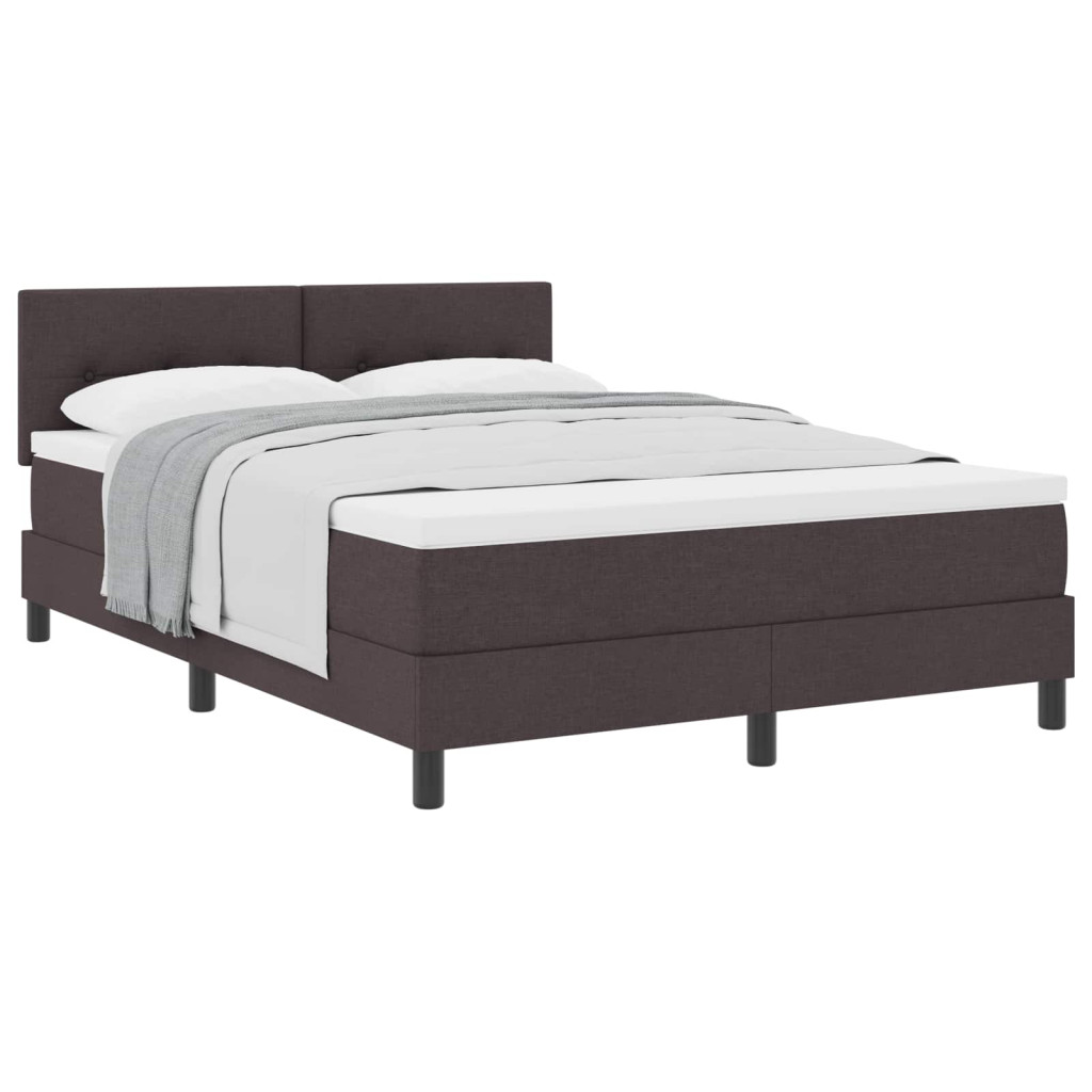 vidaXL Boxrugós ágy matracmal Sötét Barna 140 x 200 cm szövet