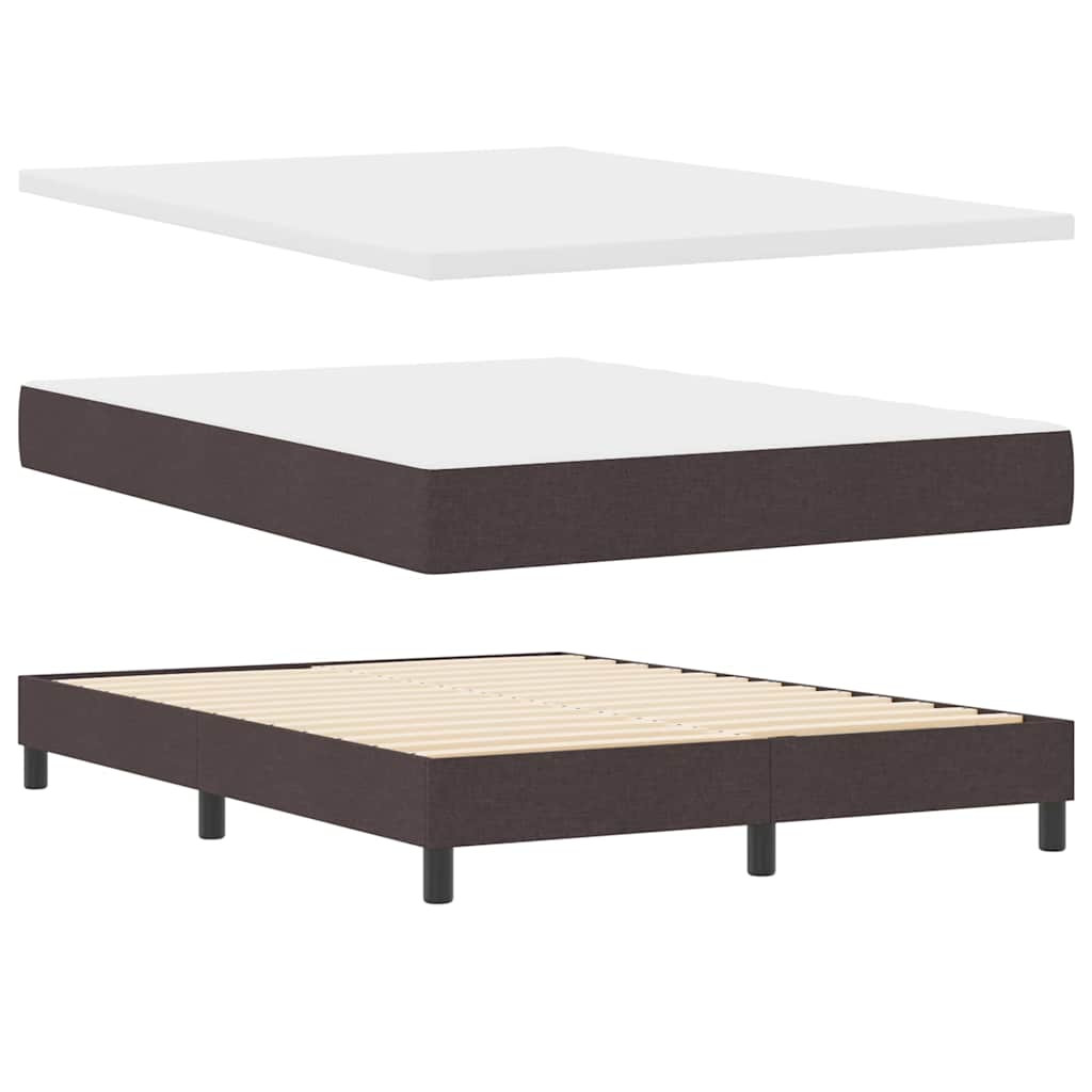 vidaXL Boxrugós ágy matracmal Sötét Barna 140 x 200 cm szövet