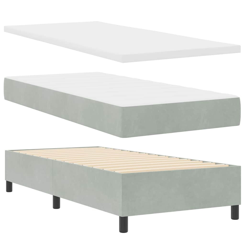 vidaXL Boxrugós ágy matracmal Világosszürke 190 x 90 cm Poliészter