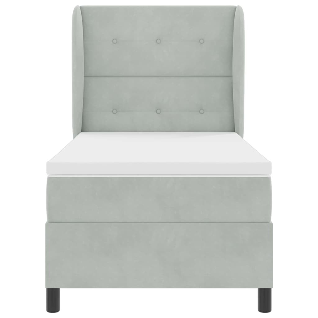 vidaXL Boxrugós ágy matracmal Világosszürke 190 x 90 cm Poliészter