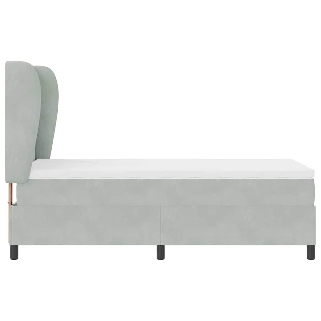 vidaXL Boxrugós ágy matracmal Világosszürke 190 x 90 cm Poliészter