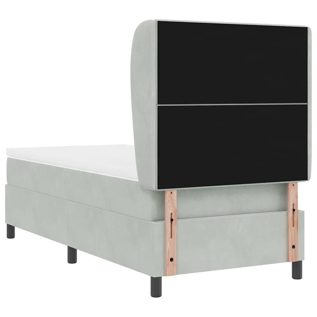 vidaXL Boxrugós ágy matracmal Világosszürke 190 x 90 cm Poliészter