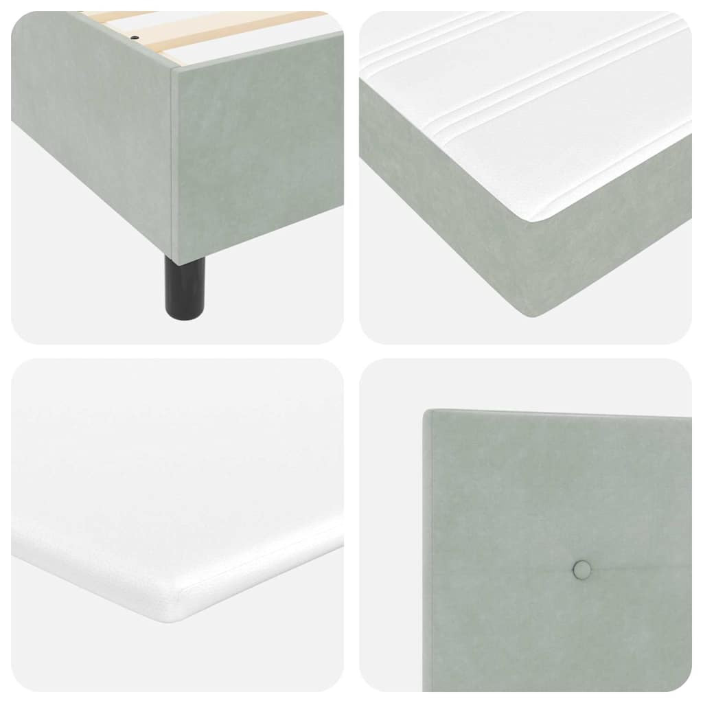 vidaXL Boxrugós ágy matracmal Világosszürke 190 x 90 cm Poliészter