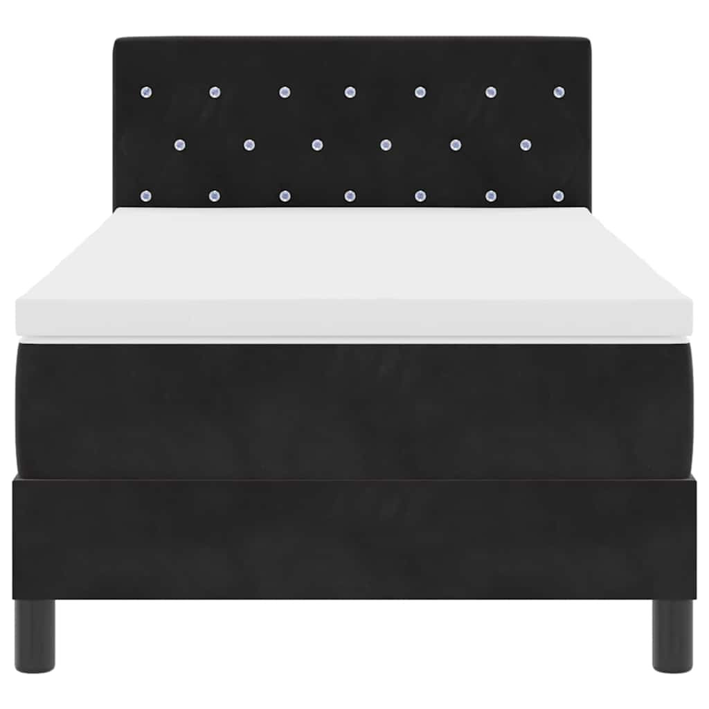 LED Box Spring Ágy matracmal Fekete 90 x 190 cm Bársony