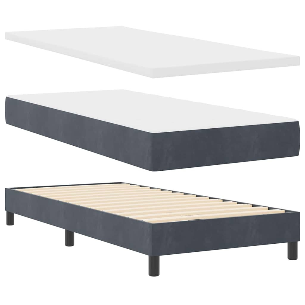 LED Box Spring Ágy matracmal Sötétszürke 100 x 200 cm Bársony