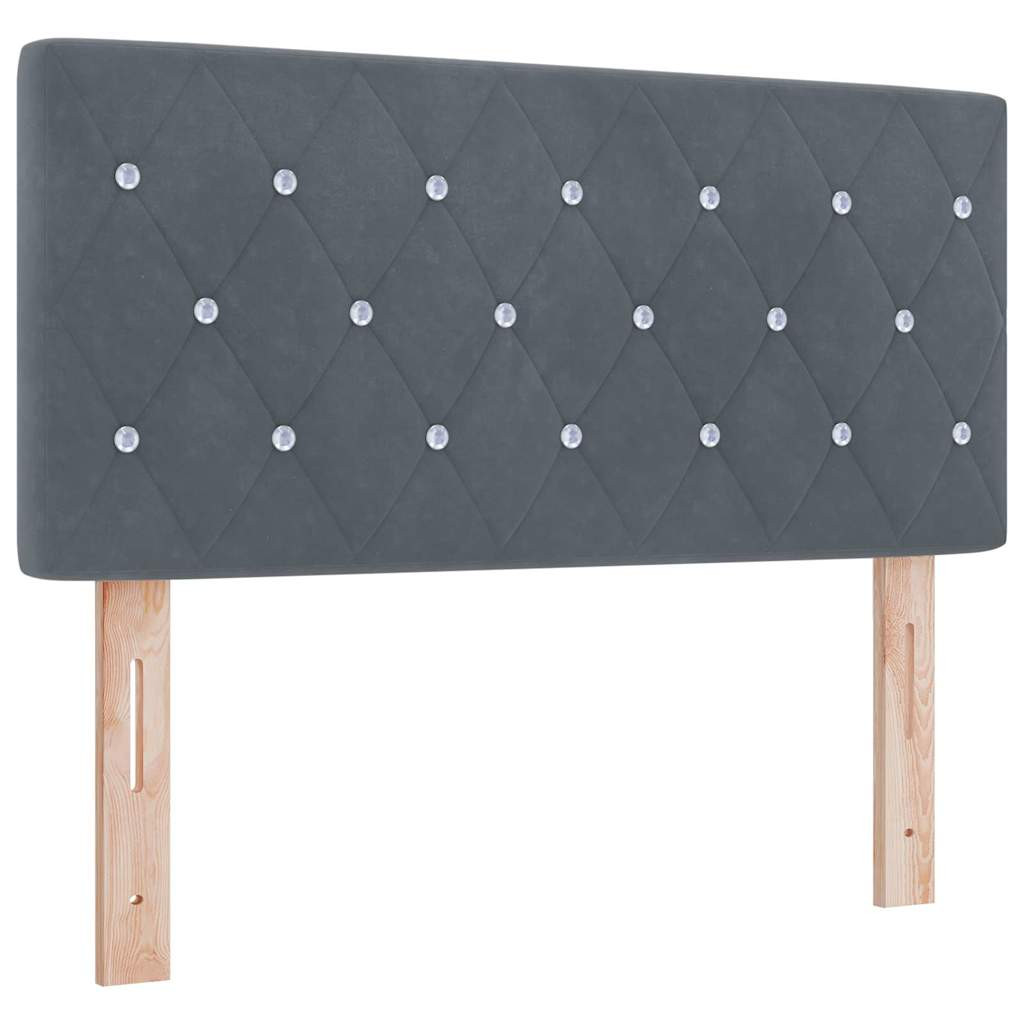 LED Box Spring Ágy matracmal Sötétszürke 100 x 200 cm Bársony