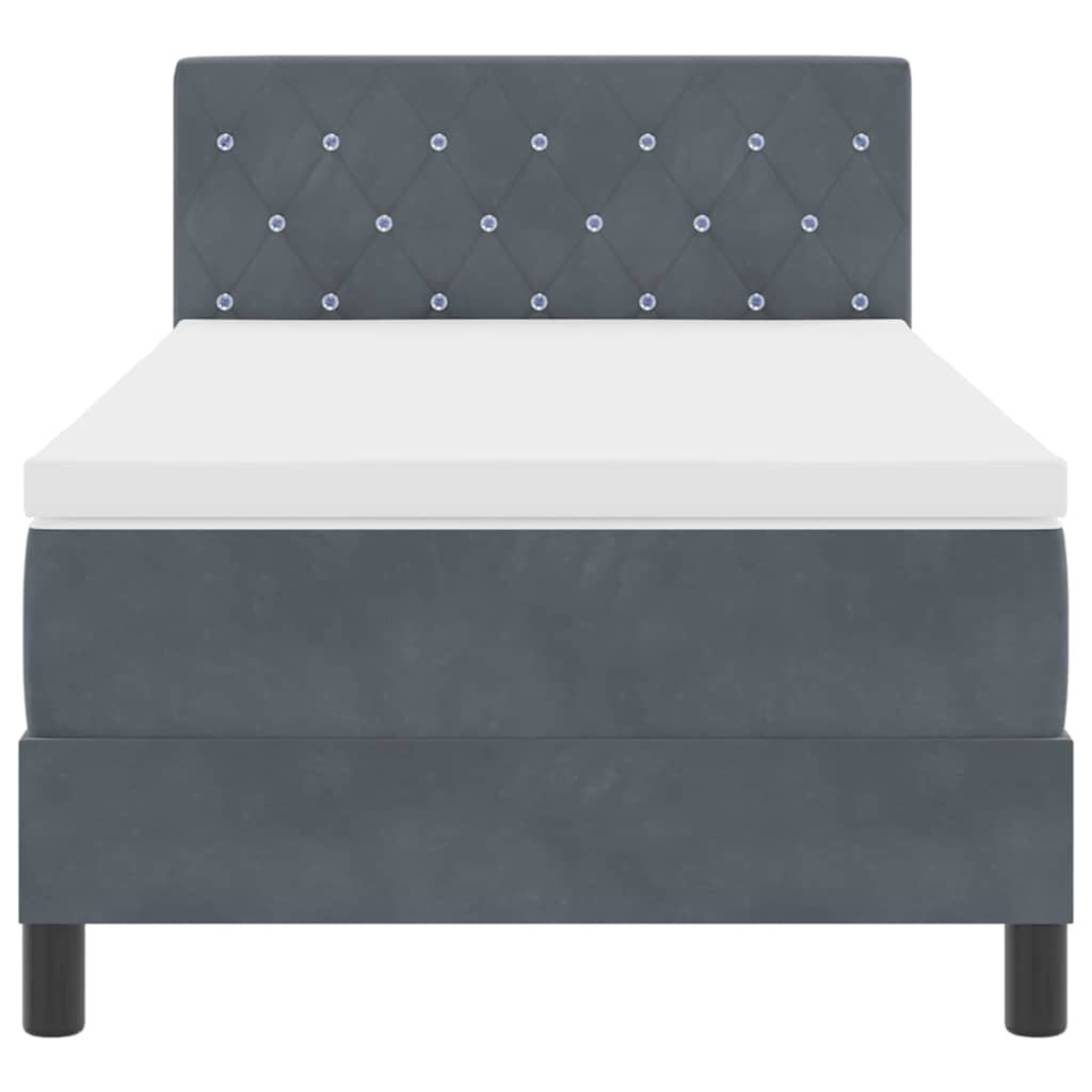 LED Box Spring Ágy matracmal Sötétszürke 100 x 200 cm Bársony