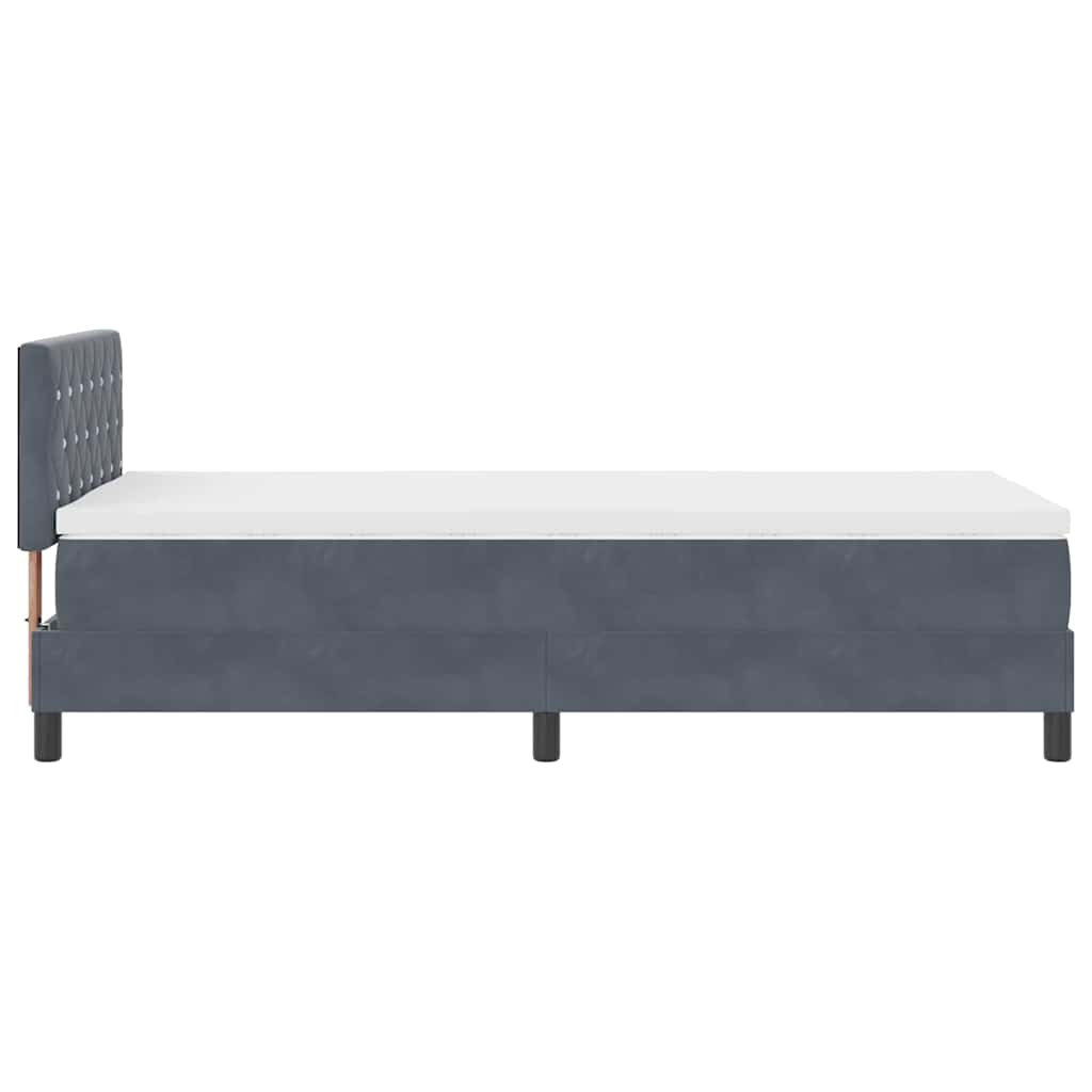 LED Box Spring Ágy matracmal Sötétszürke 100 x 200 cm Bársony