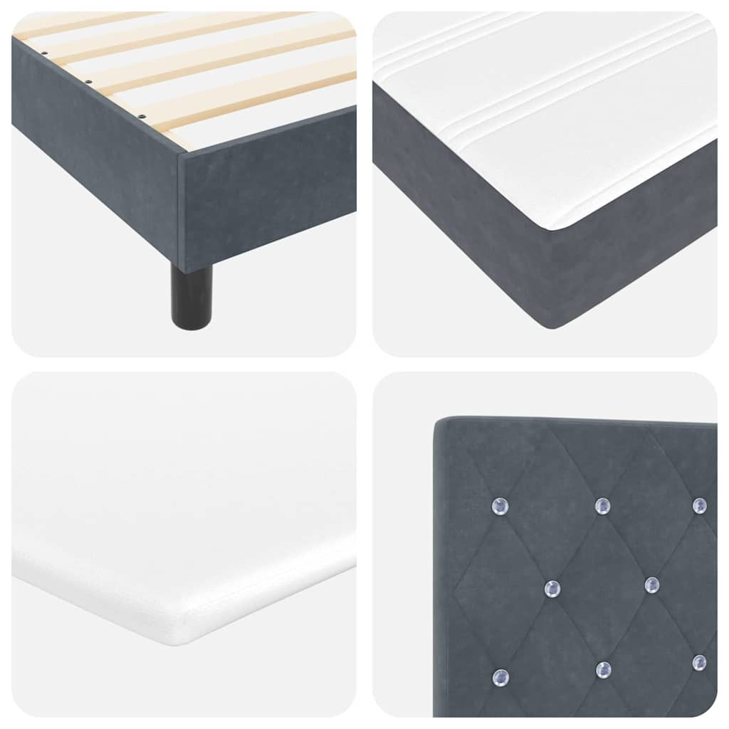 LED Box Spring Ágy matracmal Sötétszürke 100 x 200 cm Bársony