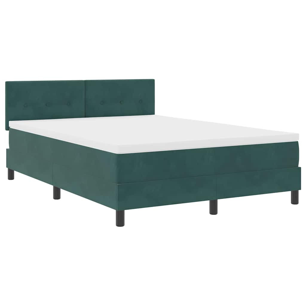 vidaXL LED Box Spring Ágy matracmal Sötétzöld 160 x 200 cm Bársony