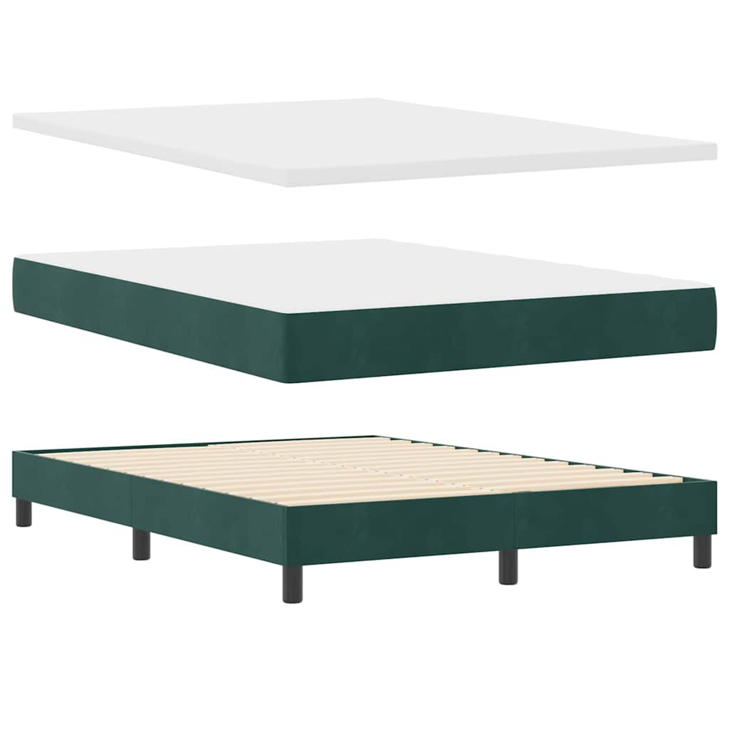 vidaXL LED Box Spring Ágy matracmal Sötétzöld 160 x 200 cm Bársony