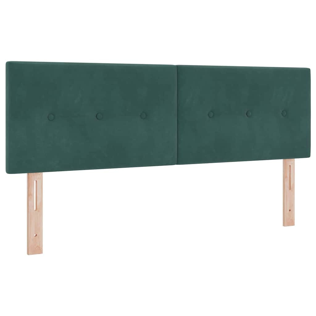 vidaXL LED Box Spring Ágy matracmal Sötétzöld 160 x 200 cm Bársony