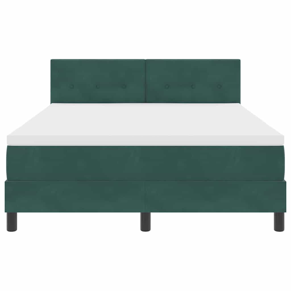 vidaXL LED Box Spring Ágy matracmal Sötétzöld 160 x 200 cm Bársony