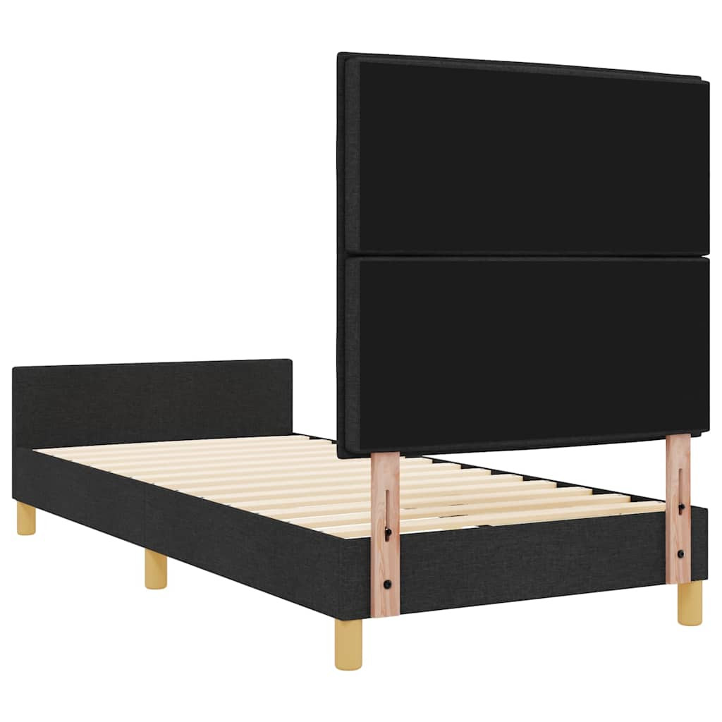 vidaXL Ágykeret fejtámlával Fekete 80 x 200 cm szövet