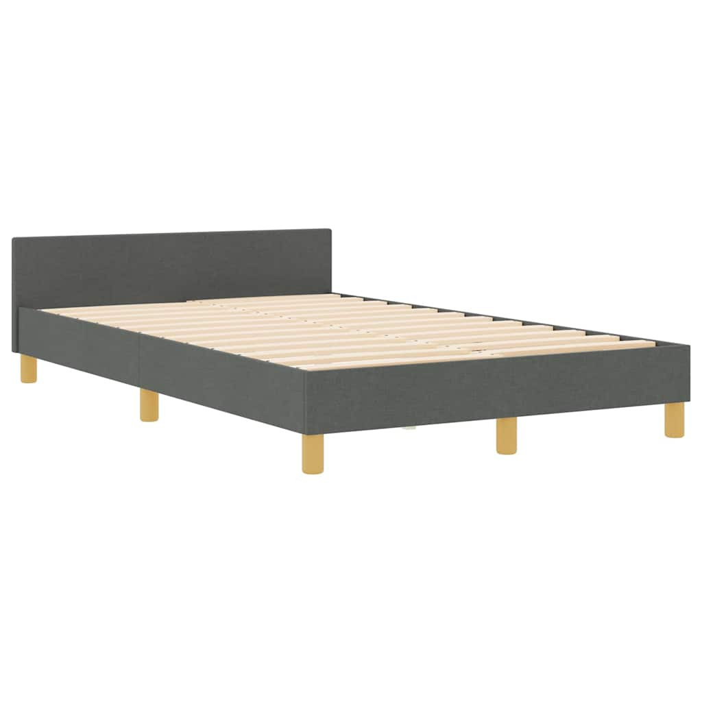 vidaXL Ágykeret fejtámlával Sötétszürke 120 x 200 cm szövet