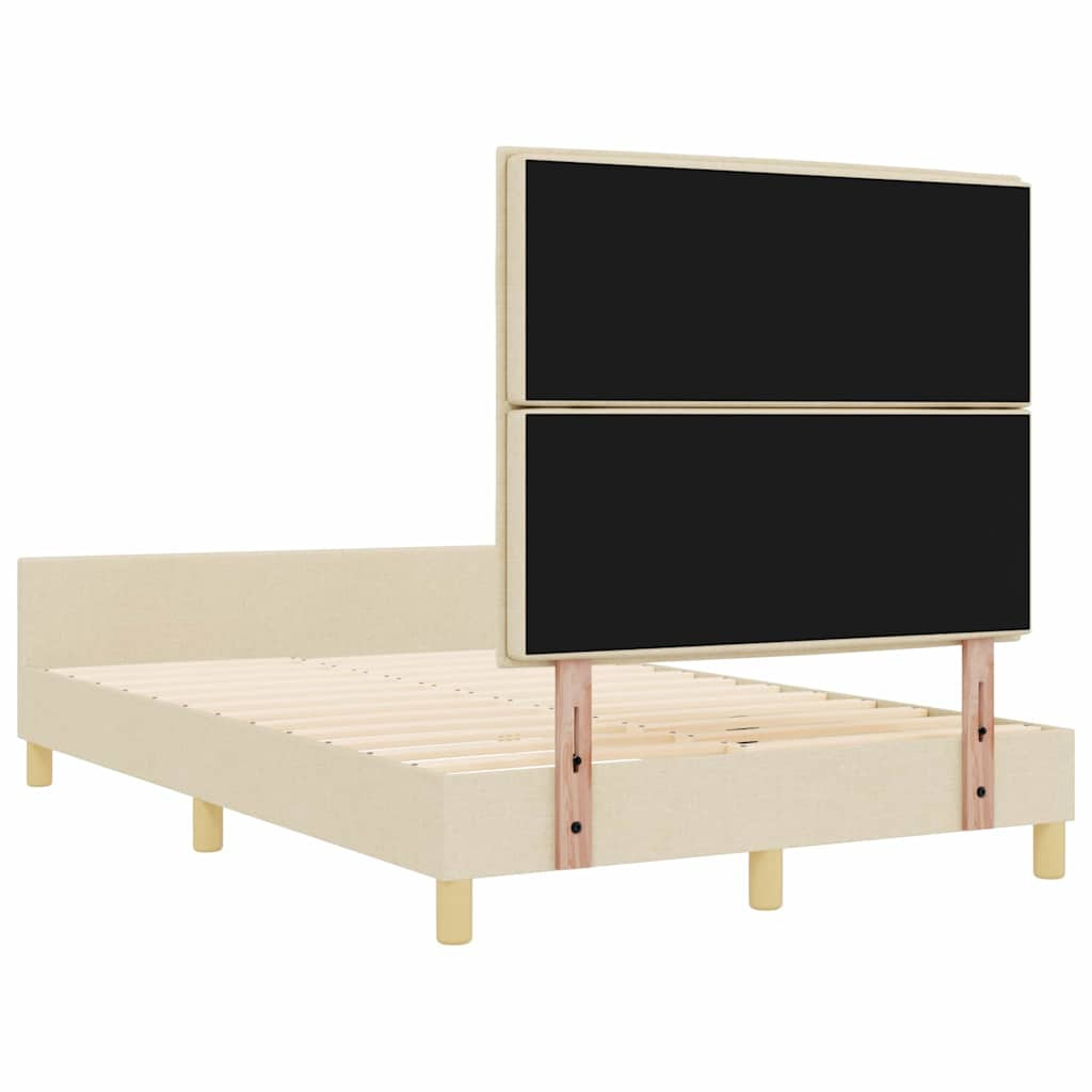 vidaXL Ágykeret fejtámlával Krém 140 x 190 cm szövet