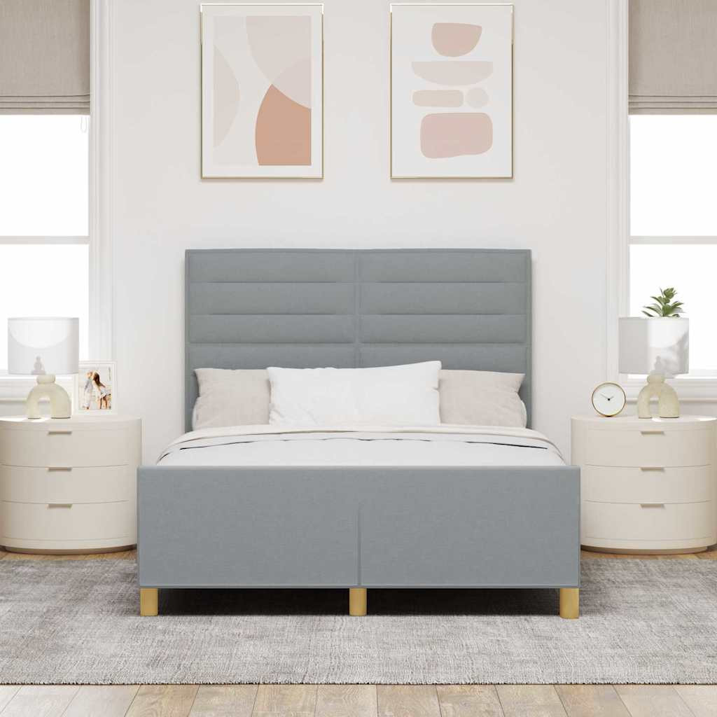 vidaXL Ágykeret fejtámlával Világosszürke 160 x 200 cm szövet