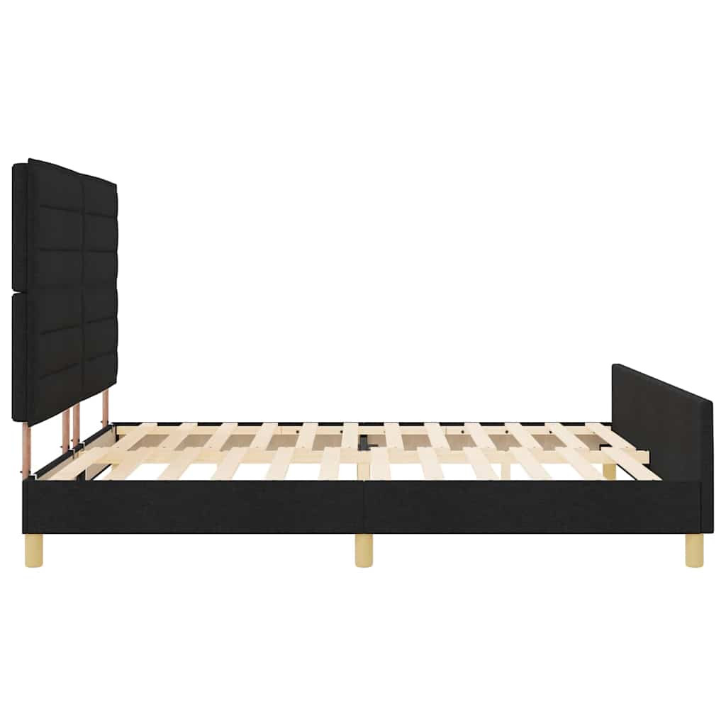 vidaXL Ágykeret fejtámlával Fekete 180 x 200 cm szövet