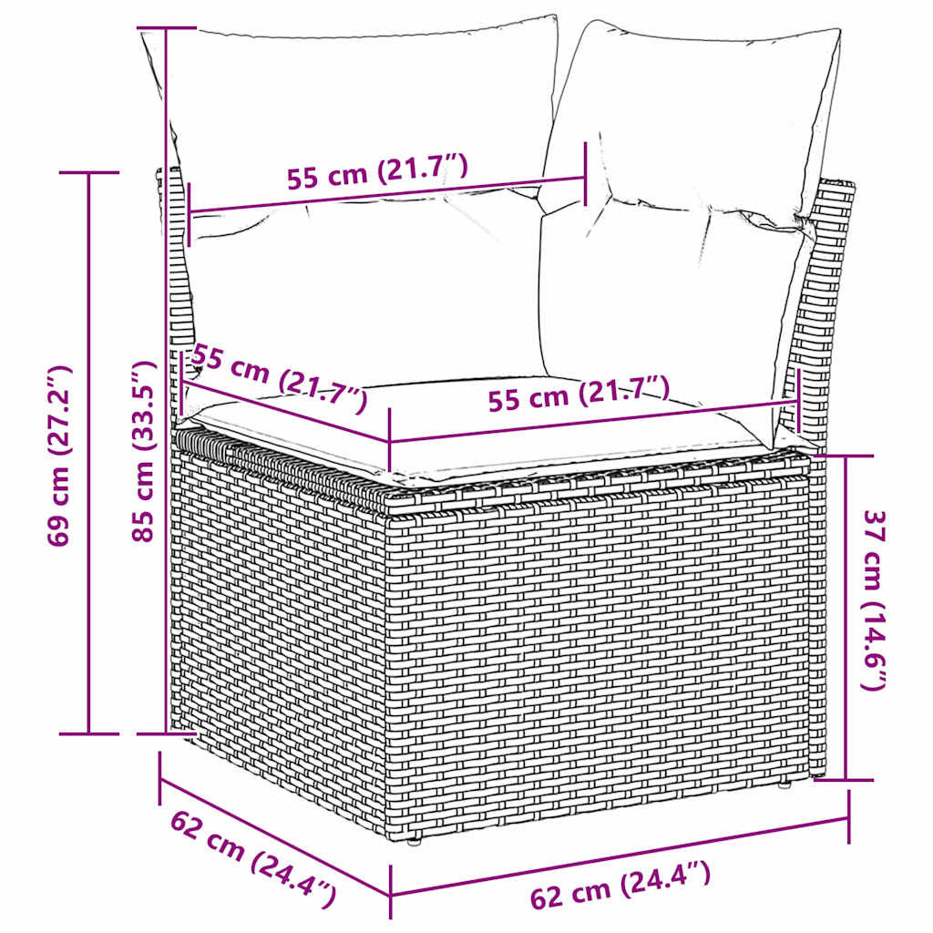 Kerti Kanapé Szett 7 pcs Bézs Poli rattan