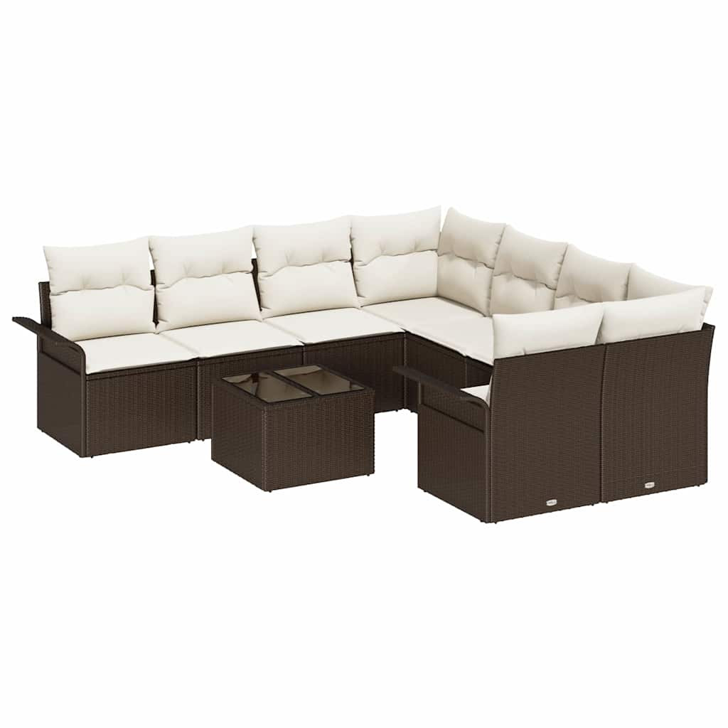 Kerti Kanapé Szett 9 pcs Barna Poli rattan