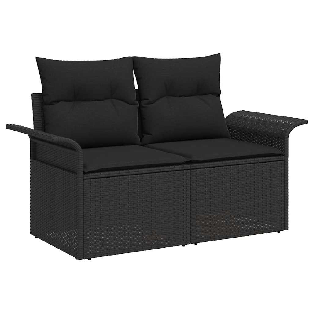Kanapé Szett párnával 4 pcs Fekete polirattan