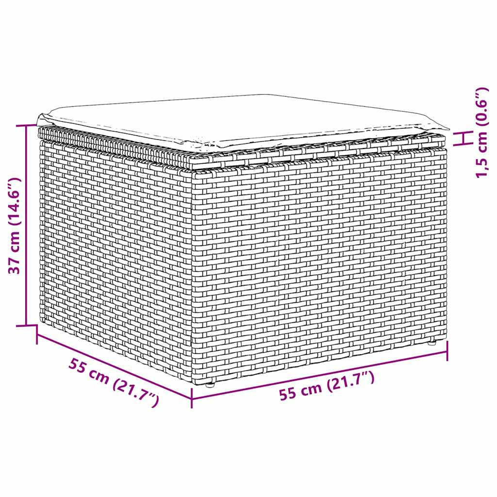 Kerti Kanapé Szett párnával 8 pcs Barna Poli rattan