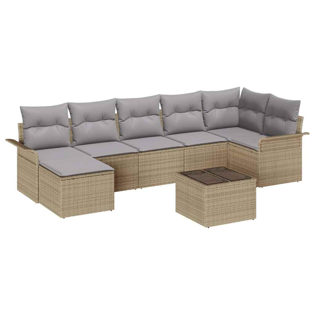 Kerti Kanapé Szett párnával 8 pcs Bézs Poli rattan