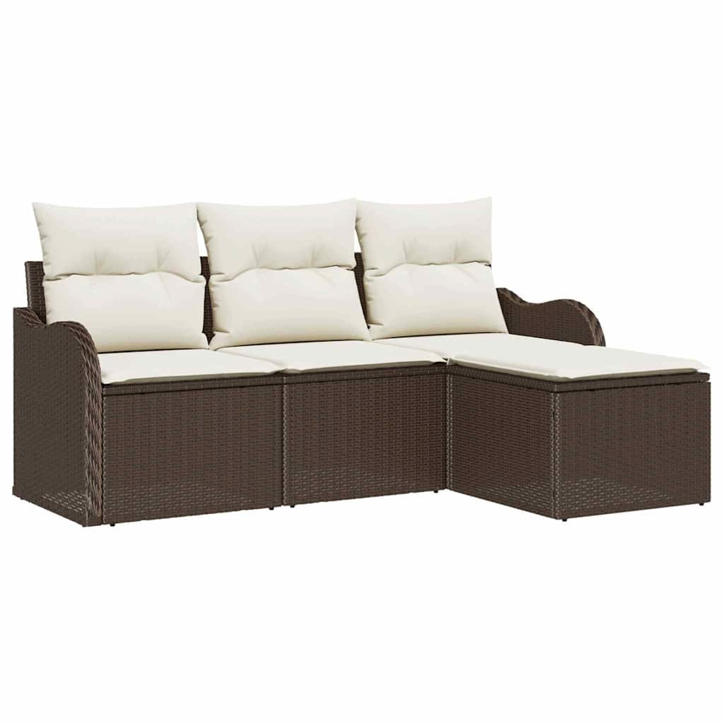 Kerti Kanapé Szett párnával 4 pcs Barna Poli rattan