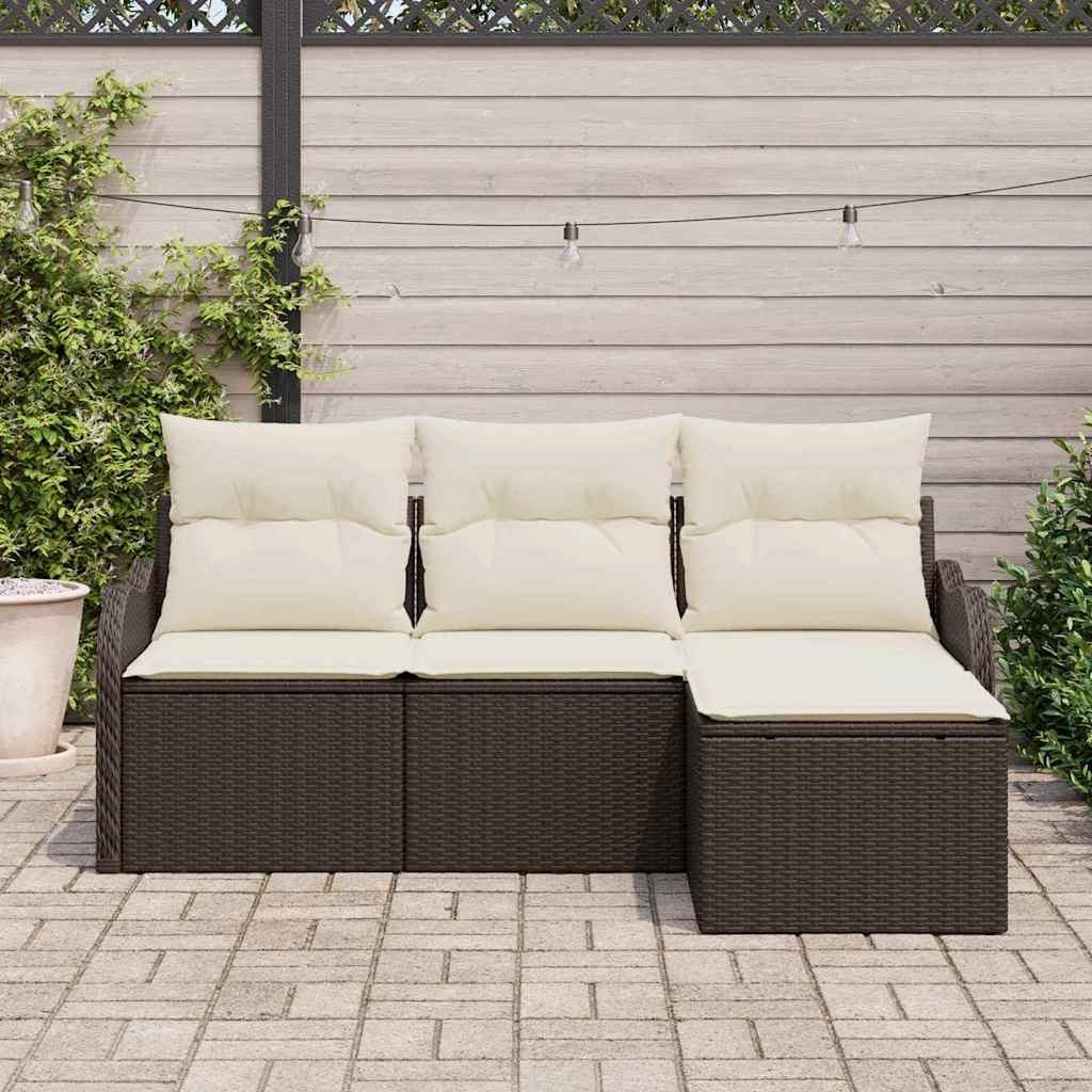 Kerti Kanapé Szett párnával 4 pcs Barna Poli rattan