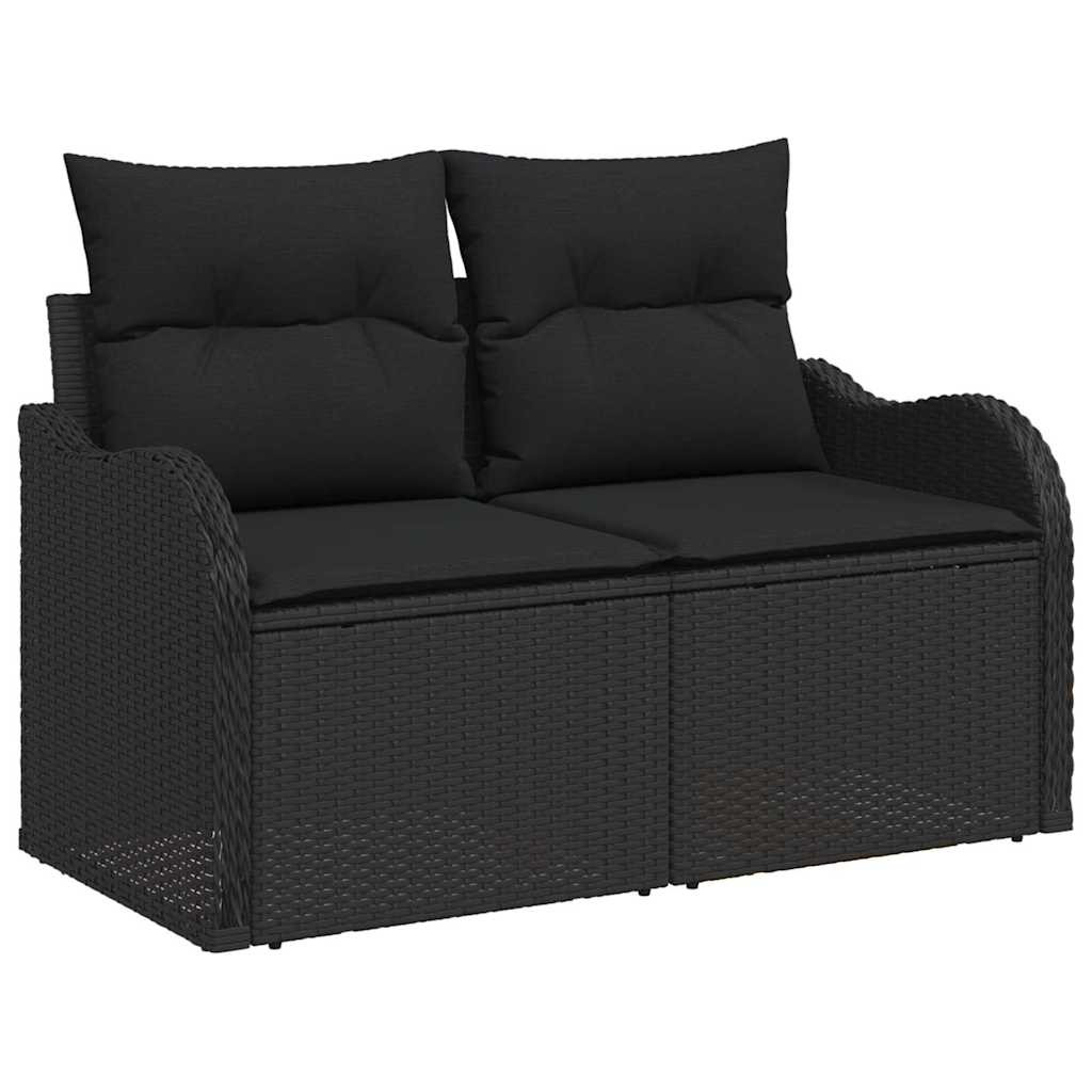 Kerti Kanapé Szett párnával tárolóval 4 pcs Fekete polirattan