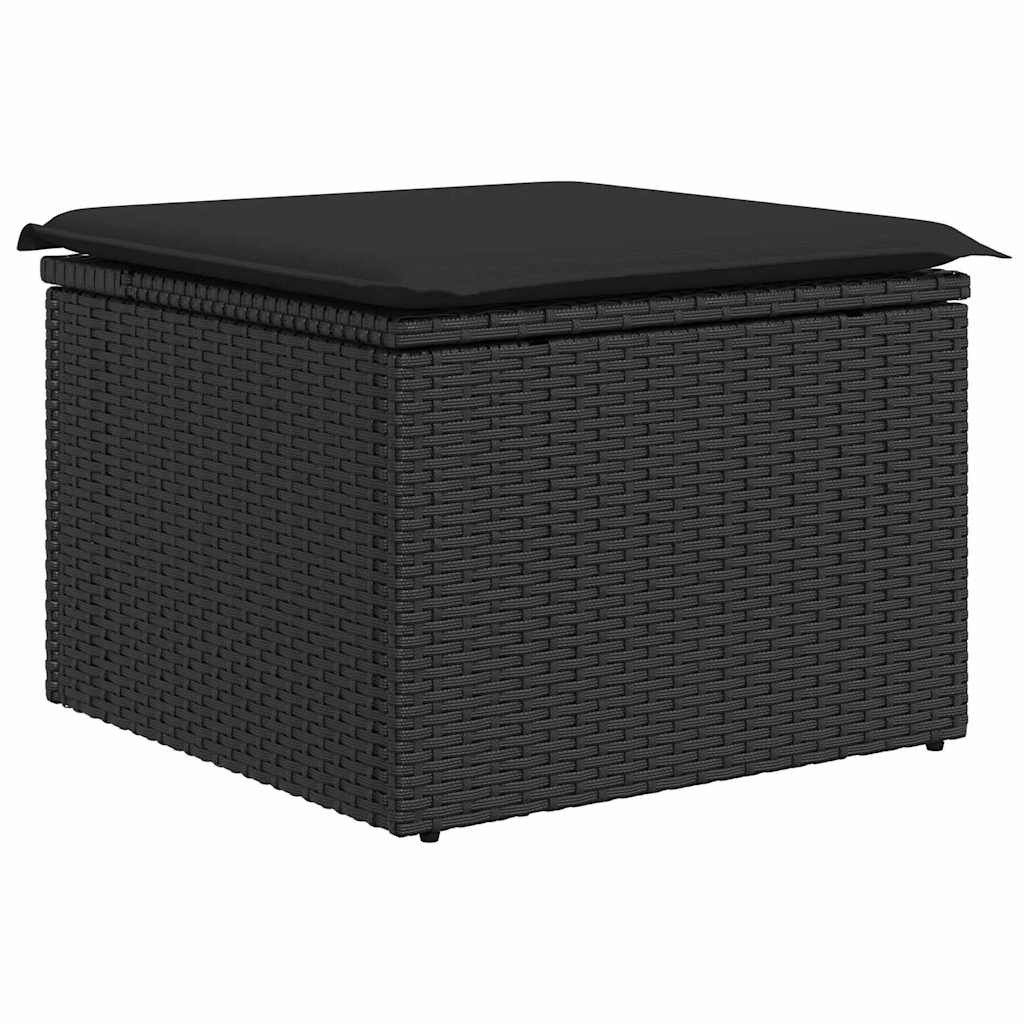 Kerti Kanapé Szett párnával tárolóval 4 pcs Fekete polirattan