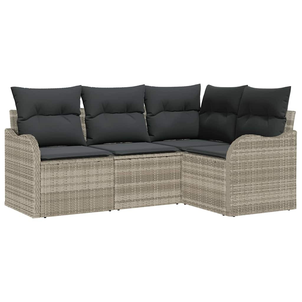 Kerti Kanapé Szett 4 pcs Világosszürke polirattan