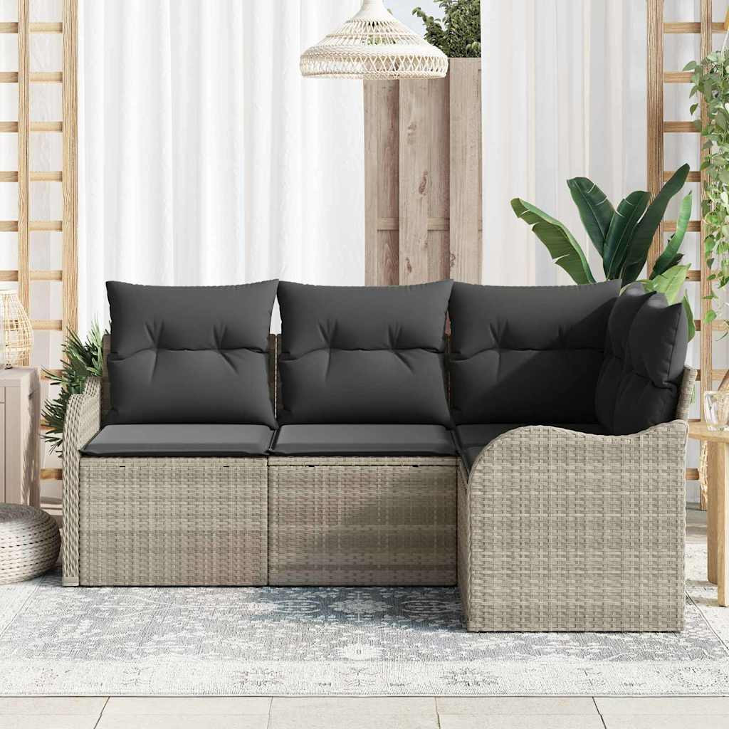 Kerti Kanapé Szett 4 pcs Világosszürke polirattan