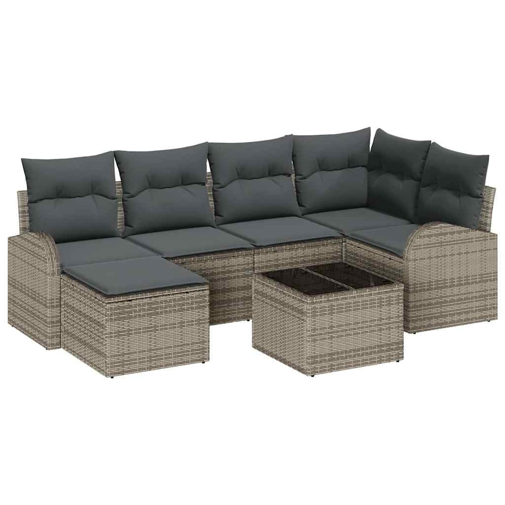 Kerti Kanapé Szett 7 pcs Szürke polirattan