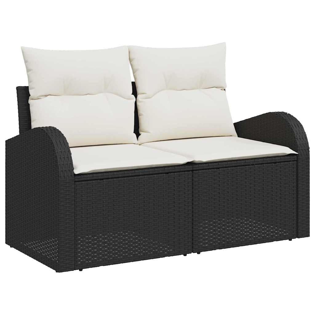 Kerti Kanapé Szett párnával 6 pcs Fekete Poly Rattan
