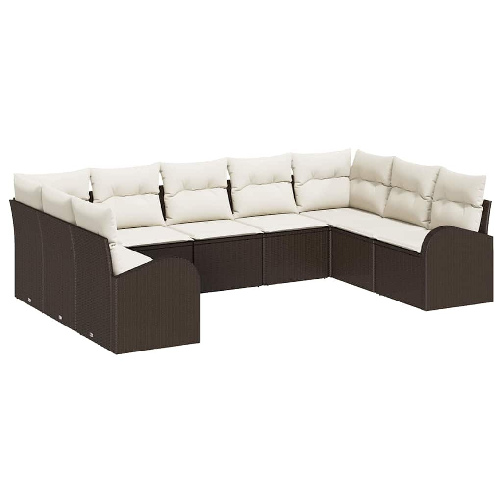 Kanapé Szett 9 pcs Barna polirattan