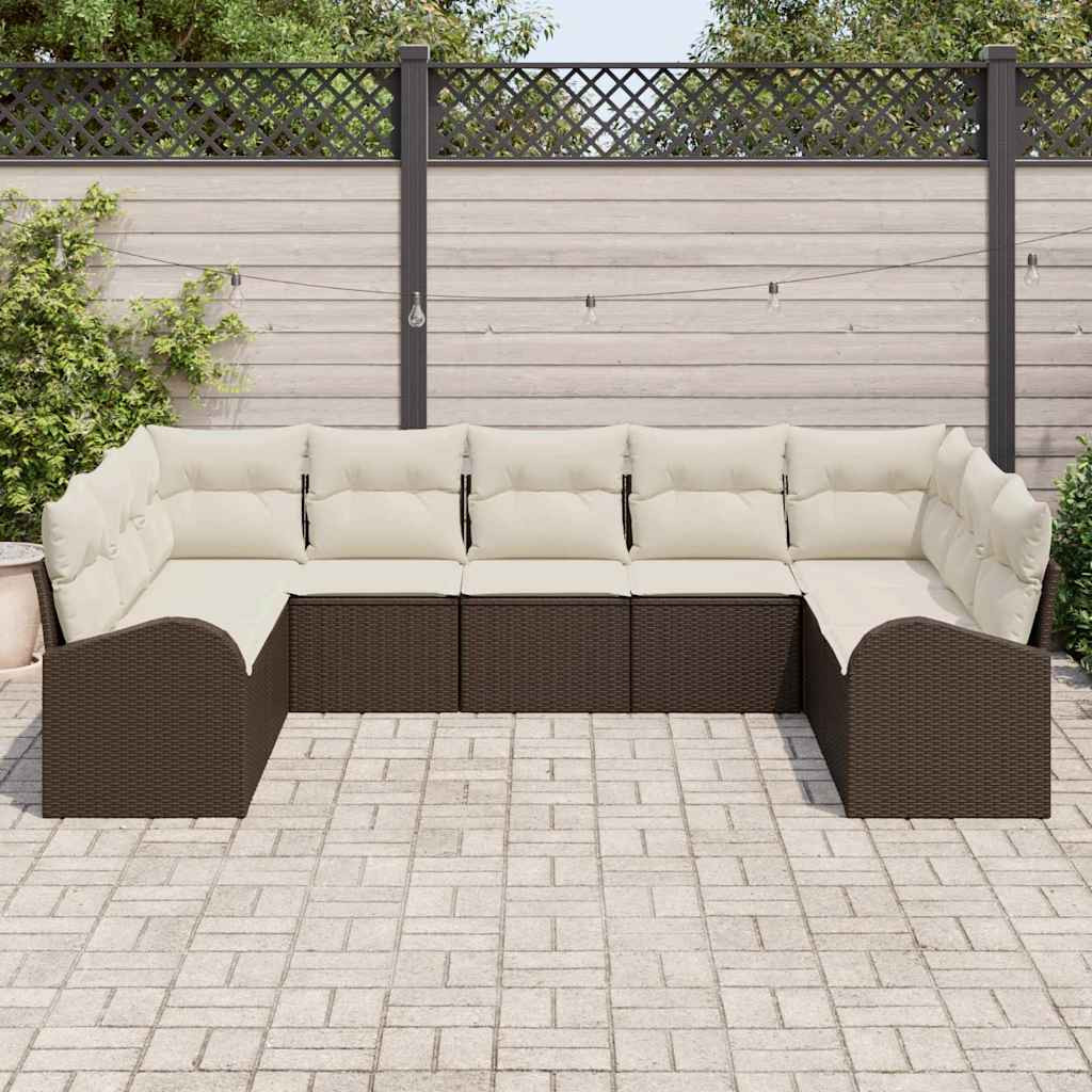 Kanapé Szett 9 pcs Barna polirattan