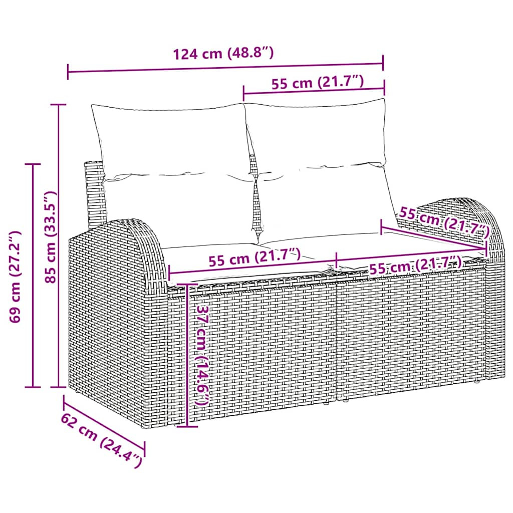 Kanapé Szett 9 pcs Barna polirattan
