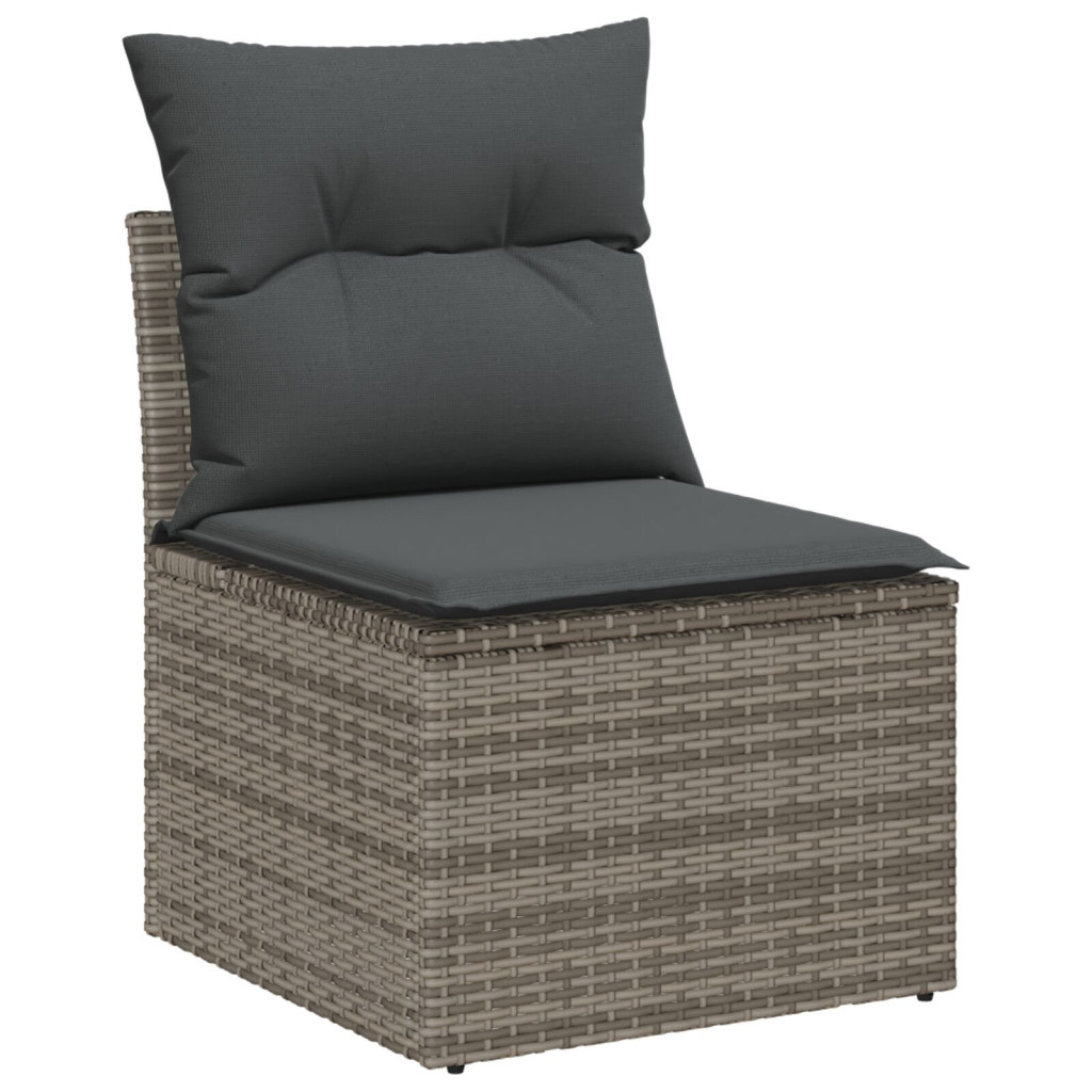 9 Darabos Kerti Sofaszett Párnával Fekete Poli Rattan