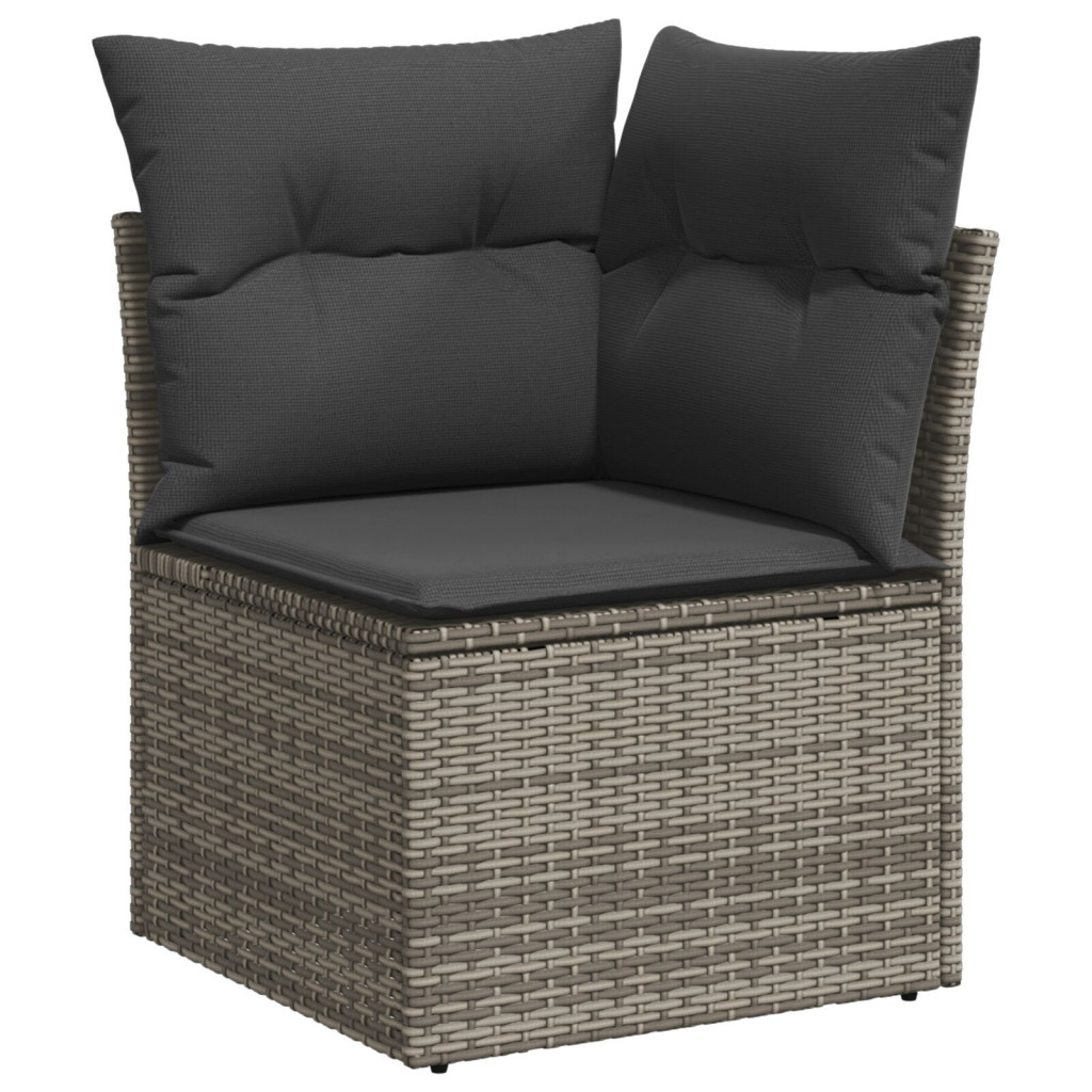 9 Darabos Kerti Sofaszett Párnával Fekete Poli Rattan
