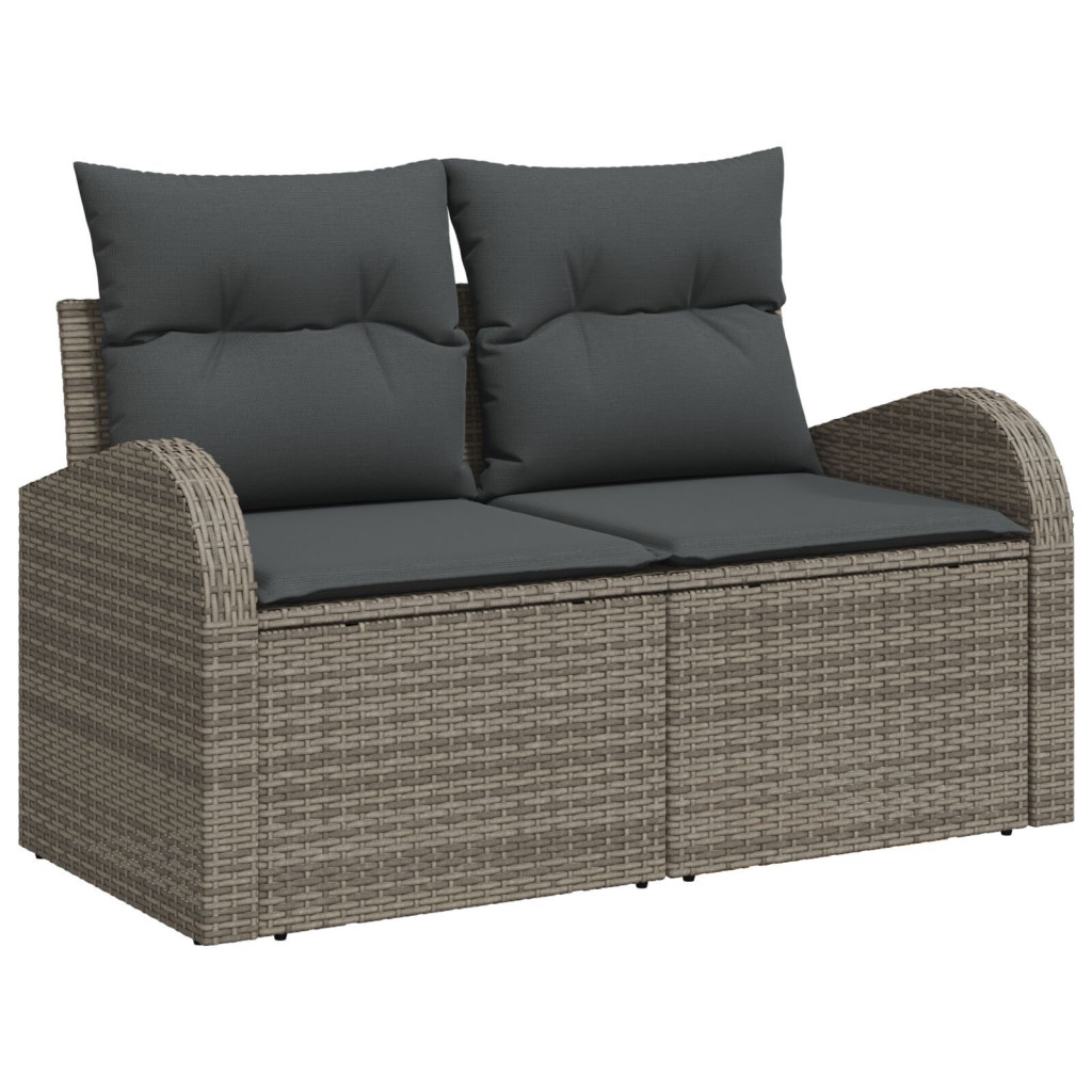 9 Darabos Kerti Sofaszett Párnával Fekete Poli Rattan