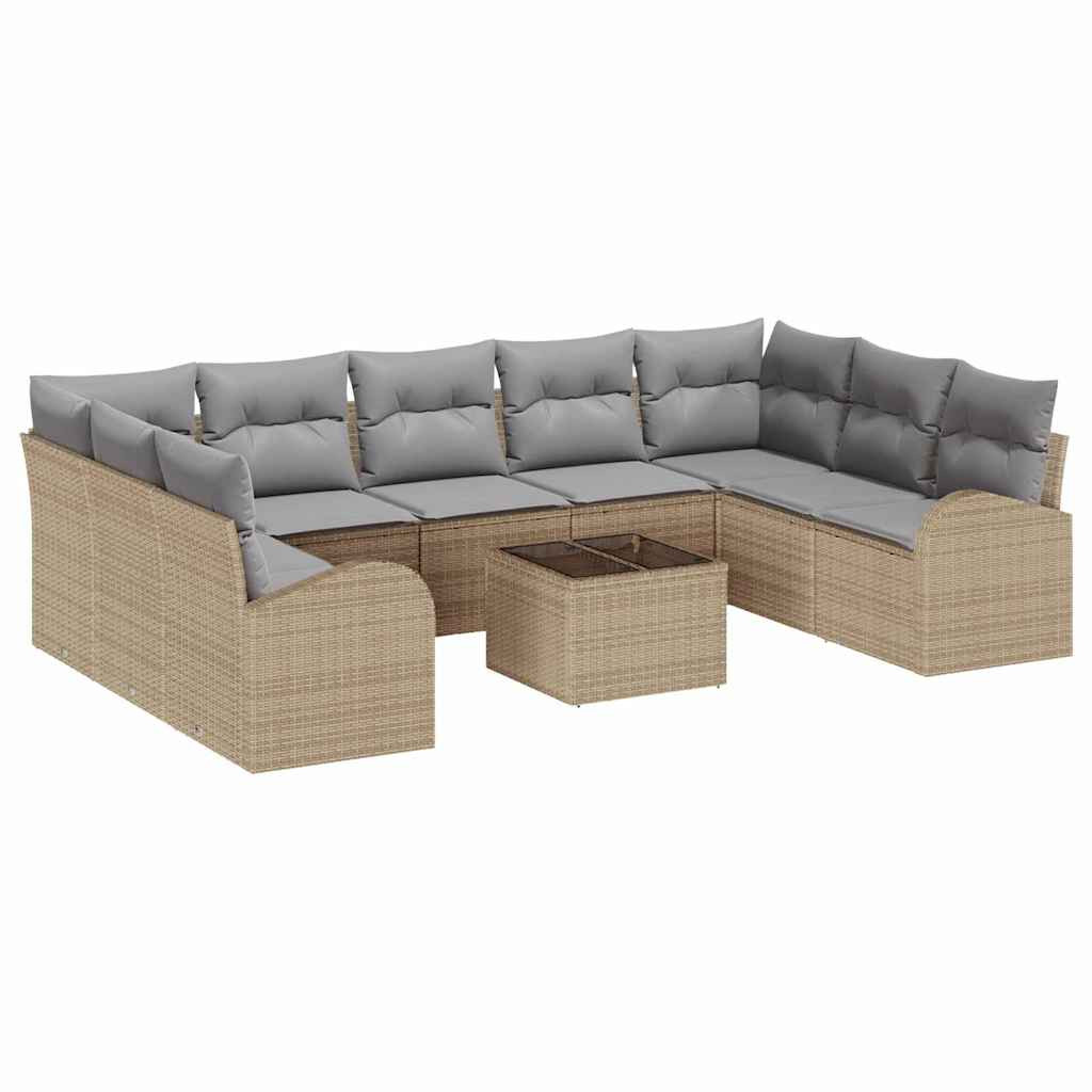 Kerti Kanapé Szett 10 pcs Bézs Poli rattan