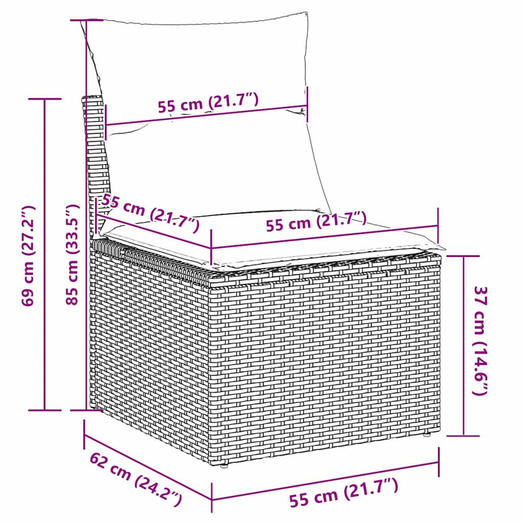 Kerti Kanapé Szett 10 pcs Bézs Poli rattan