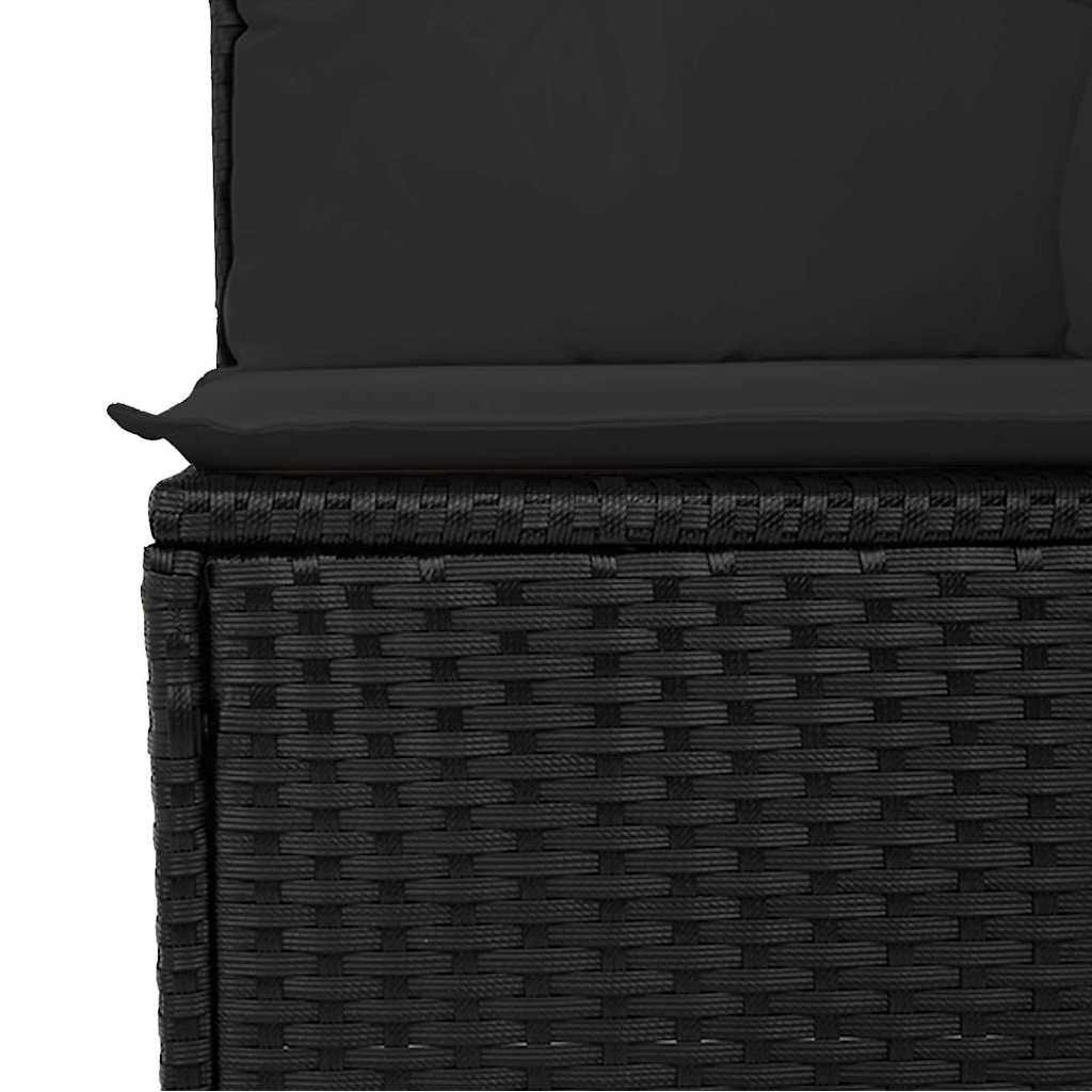 Kanapé Szett 7 pcs Fekete polirattan