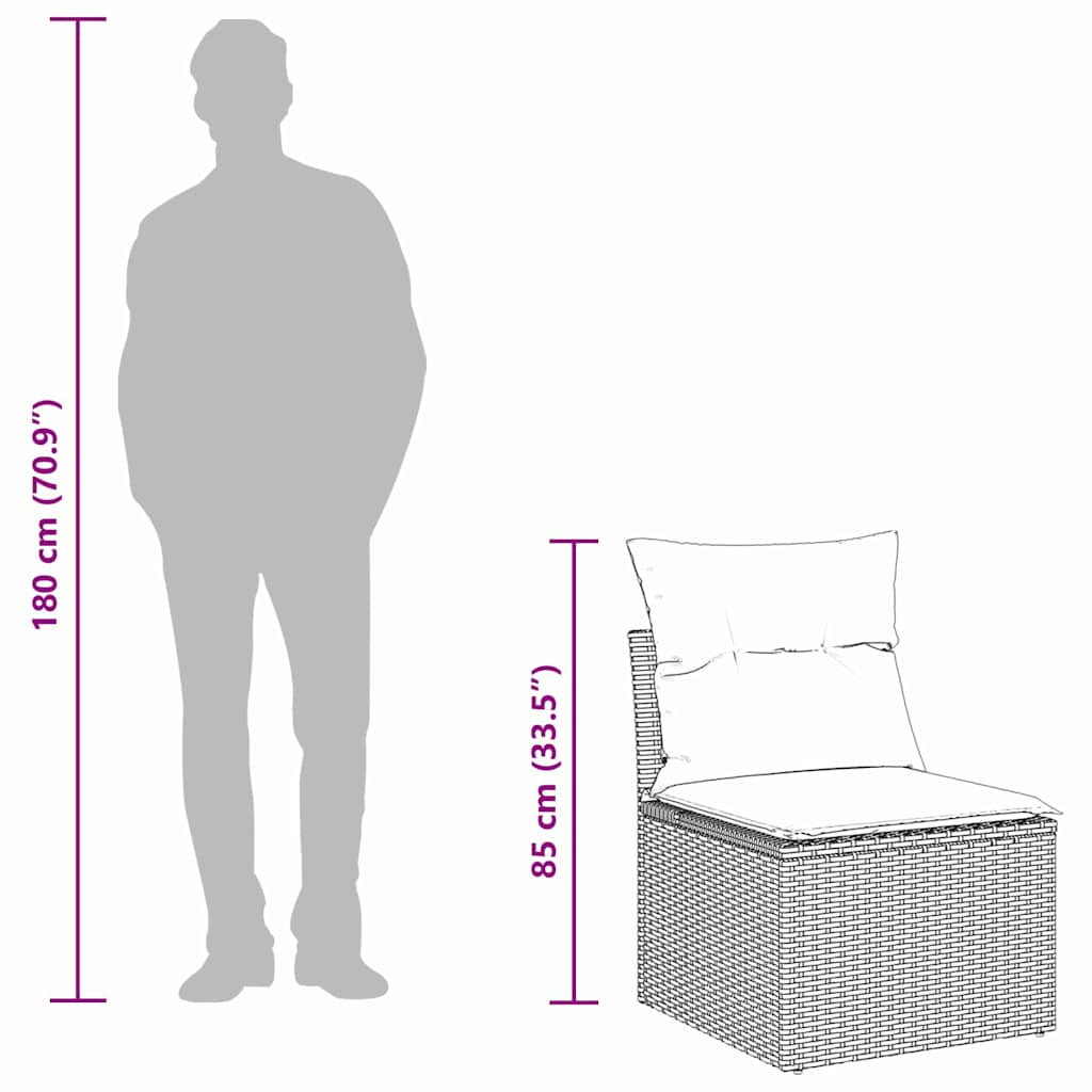 Kanapé Szett 7 pcs Fekete polirattan