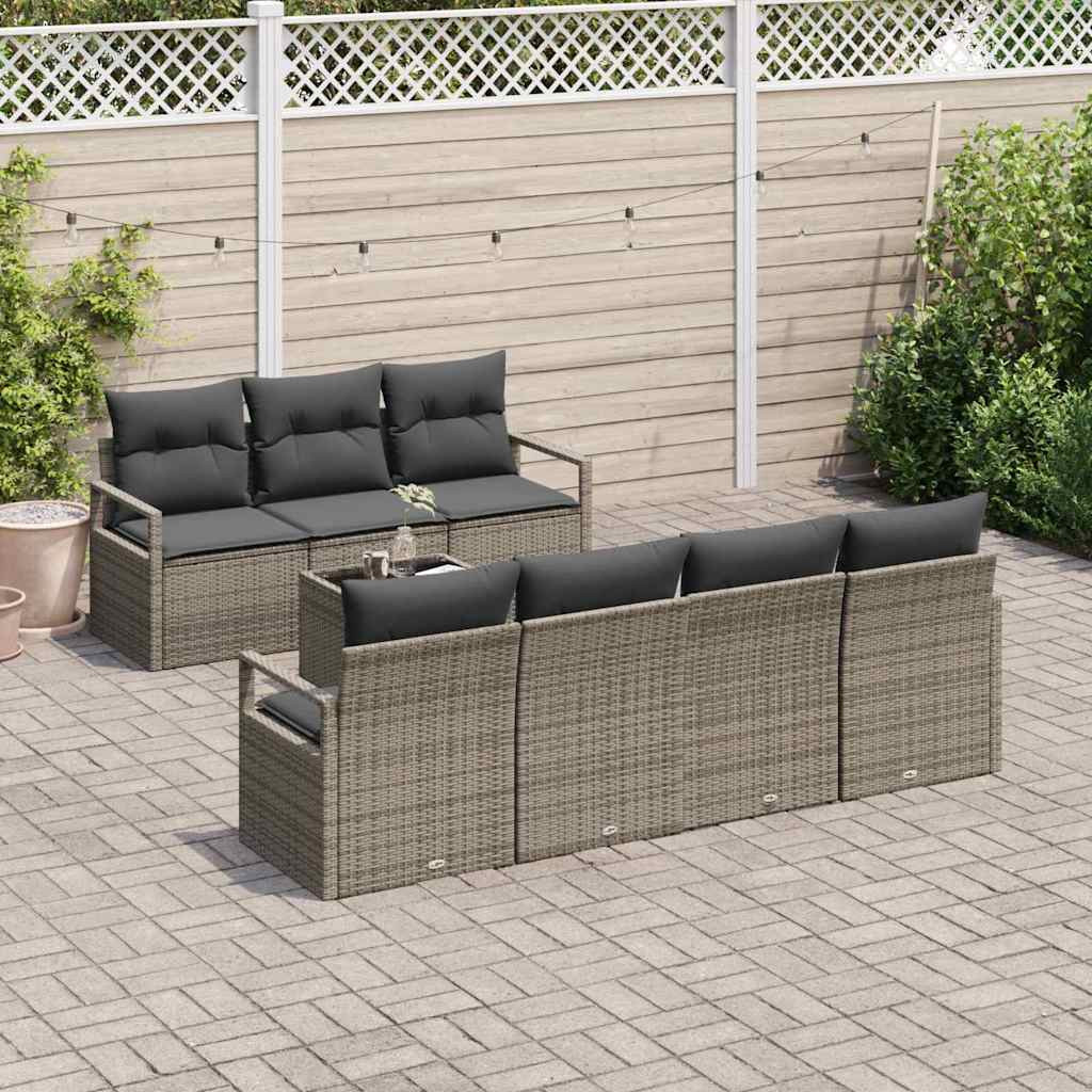 Kanapé Szett 8 pcs Szürke polirattan