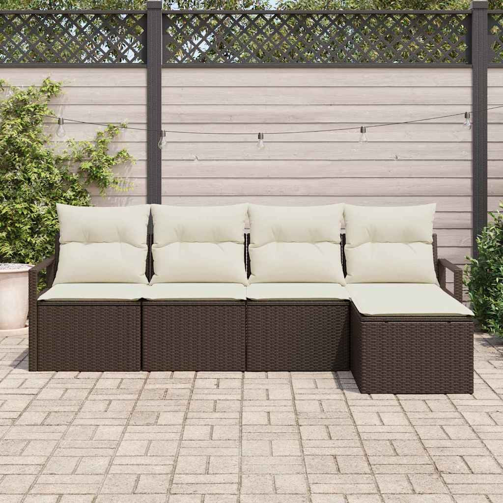 Kanapé Szett 5 pcs Barna polirattan