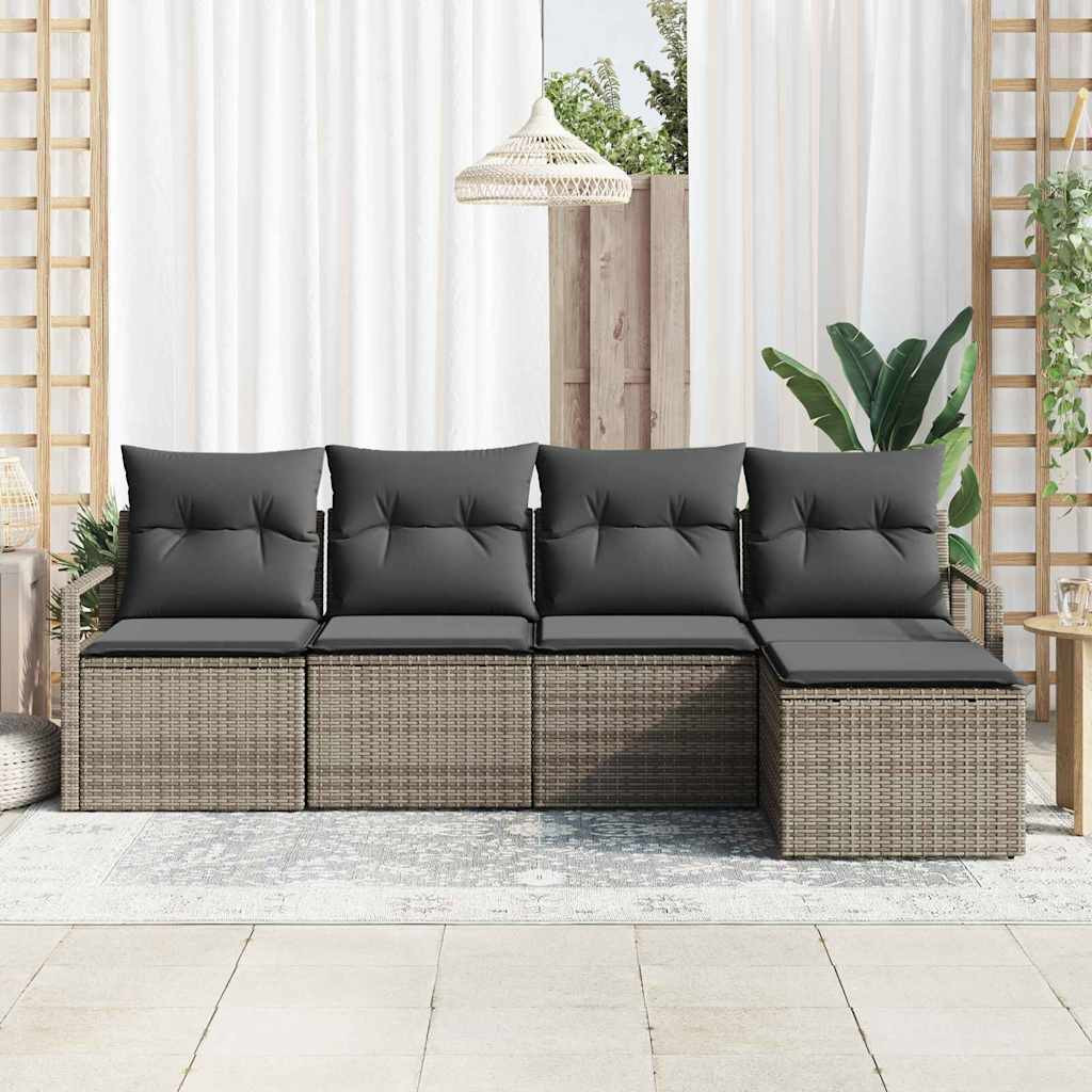 Kanapé Szett 5 pcs Szürke polirattan