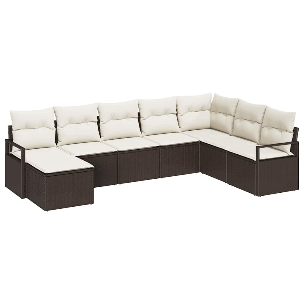 Kerti Kanapé Szett 8 pcs Barna Poli rattan